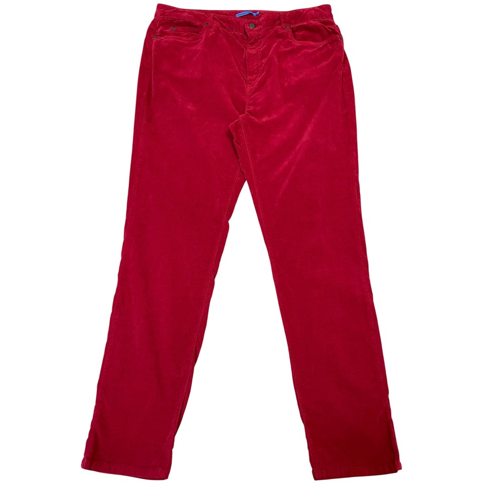 J.McLaughlin Red Velvet Pants Womens 14 Straight Leg Stretch Cotton Casual